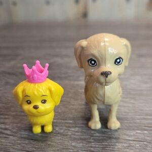 Barbie Pets Dogs Golden Retriever Yellow Terrier With Crown Mattel Lot Of 2
